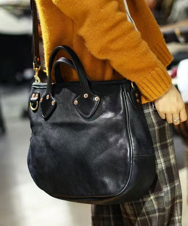 Casual Rivet Large Capacity Durable Leather Tote Handbag