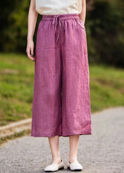 Casual Rose Oversized Linen Wide Leg Pants Summer