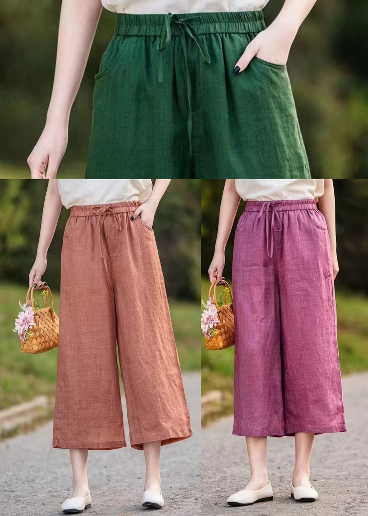 Casual Rose Oversized Linen Wide Leg Pants Summer