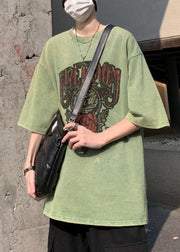 Casual Rose Print Oversized Cotton Mens T Shirts Half Sleeve