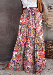 Casual Ruffled Patchwork Pockets High Waist Maxi Skirt Summer