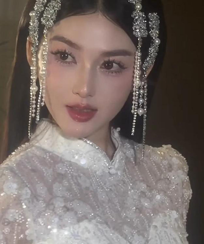 Casual Silk Alloy Pearl Zircon Tassel Hairpin