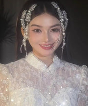 Casual Silk Alloy Pearl Zircon Tassel Hairpin