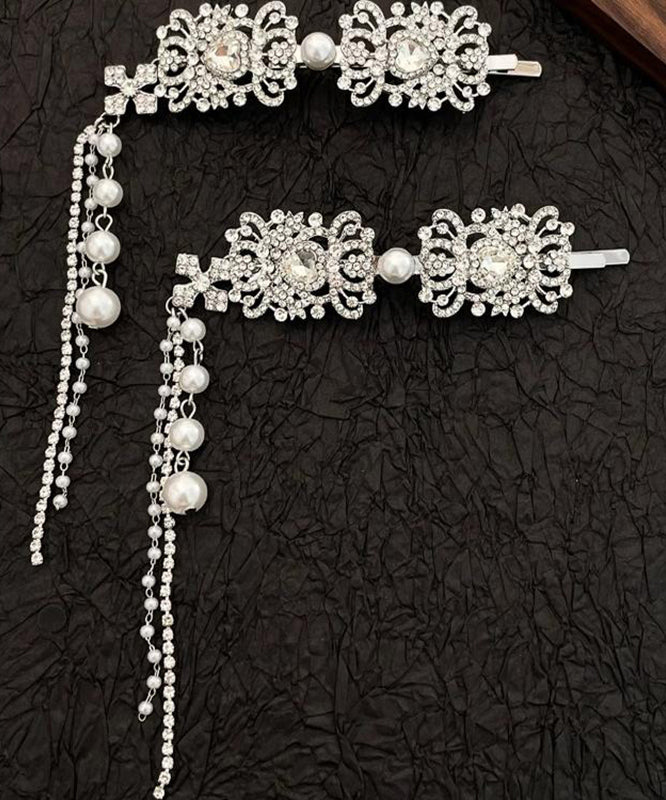 Casual Silk Alloy Pearl Zircon Tassel Hairpin