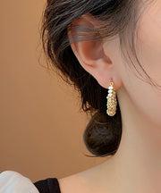 Casual Silk Copper Alloy Zircon Broken Silver Hoop Earrings