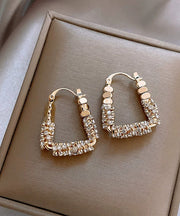 Casual Silk Copper Alloy Zircon Broken Silver Hoop Earrings