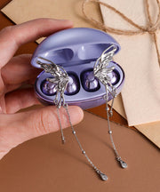 Casual Silk Copper Butterfly Tassel Drop Earrings