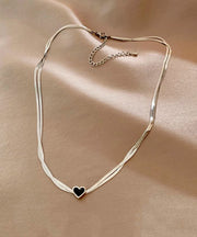 Casual Silk Sterling Silver Double-Layer Pendant Necklace