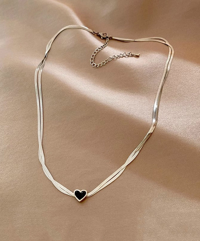 Casual Silk Sterling Silver Double-Layer Pendant Necklace