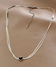 Casual Silk Sterling Silver Double-Layer Pendant Necklace