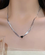 Casual Silk Sterling Silver Double-Layer Pendant Necklace