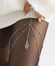 Casual Silk Sterling Silver Zircon Serpentine Tassel Beach Body Chain