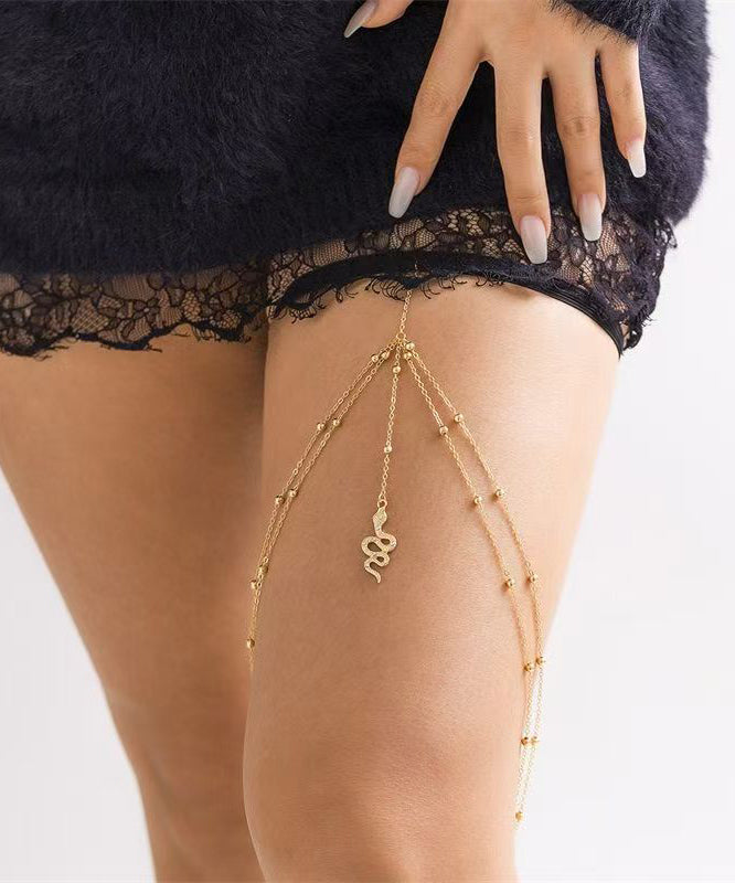 Casual Silk Sterling Silver Zircon Serpentine Tassel Beach Body Chain
