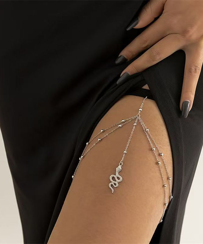 Casual Silk Sterling Silver Zircon Serpentine Tassel Beach Body Chain