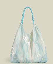 Casual Sky Blue Embroidery Daisy Nylon Shoulder Bags
