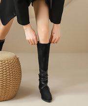 Casual Splicing Boots Black Suede Cross Strap Pointed Toe