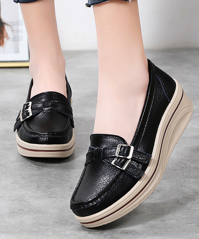 Casual Splicing Platform Penny Loafers Red Cowhide Leather