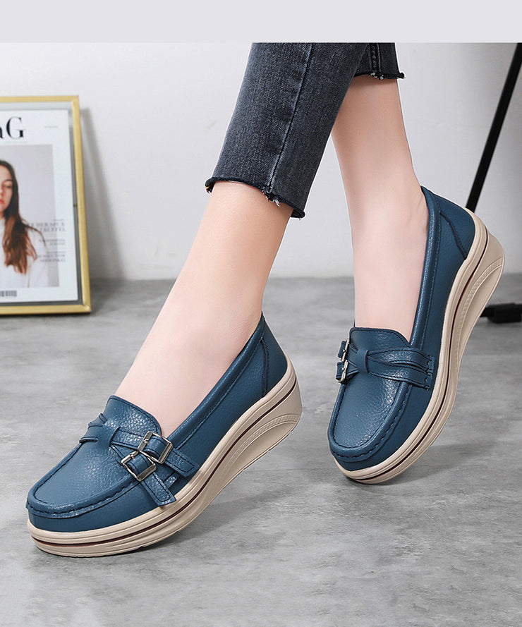 Casual Splicing Platform Penny Loafers Red Cowhide Leather