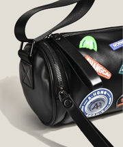 Casual White Appliqued Large Capacity Faux Leather Bucket Bag
