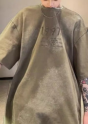 Casual White Embroideried Tie Dye Cotton T Shirt Men Summer