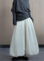 Casual White Exra Large Hem Fine Cotton Filled A Line Skirt Winter