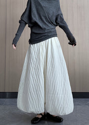 Casual White Exra Large Hem Fine Cotton Filled A Line Skirt Winter