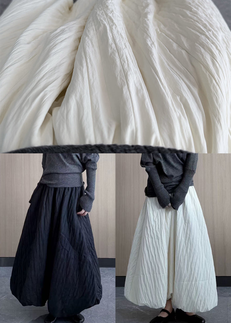 Casual White Exra Large Hem Fine Cotton Filled A Line Skirt Winter