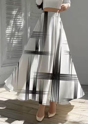Casual White High Waist Print Chiffon Skirts Summer
