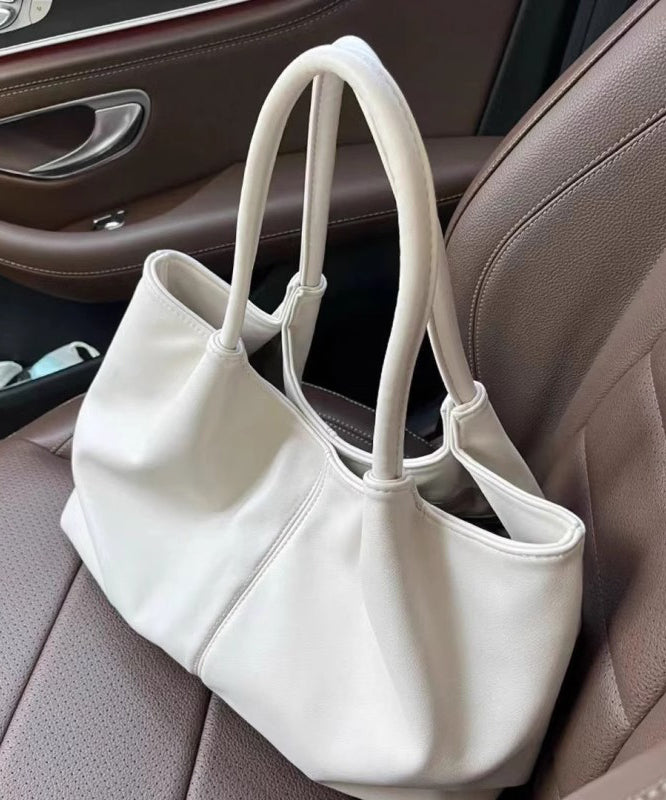 Casual White Large Capacity  Faux Leather Satchel Handbag