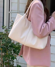 Casual White Large Capacity  Faux Leather Satchel Handbag