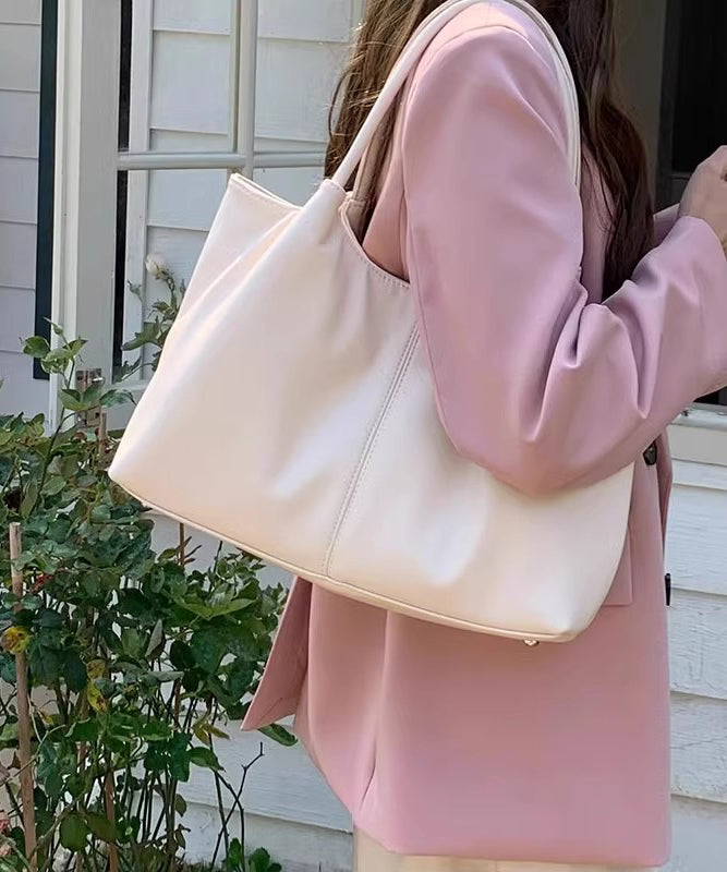 Casual White Large Capacity  Faux Leather Satchel Handbag