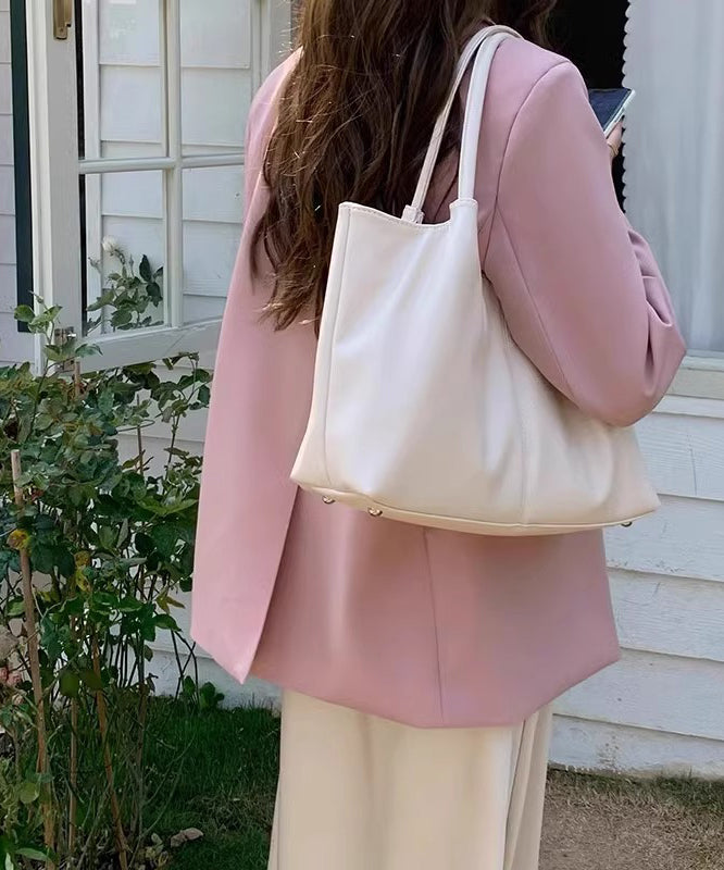 Casual White Large Capacity  Faux Leather Satchel Handbag
