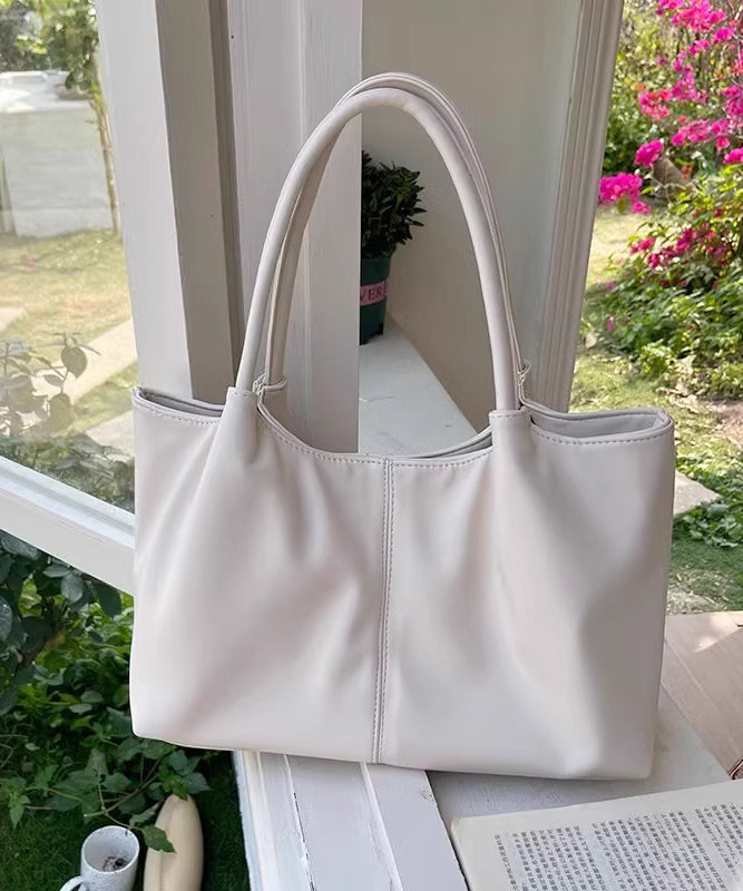 Casual White Large Capacity  Faux Leather Satchel Handbag