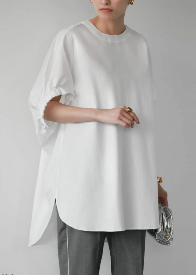 Casual White Oversized Cotton Tanks Cloak Sleeves
