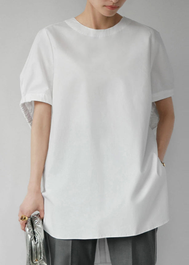Casual White Oversized Cotton Tanks Cloak Sleeves