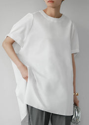 Casual White Oversized Cotton Tanks Cloak Sleeves