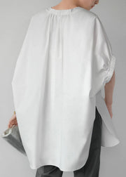 Casual White Oversized Cotton Tanks Cloak Sleeves