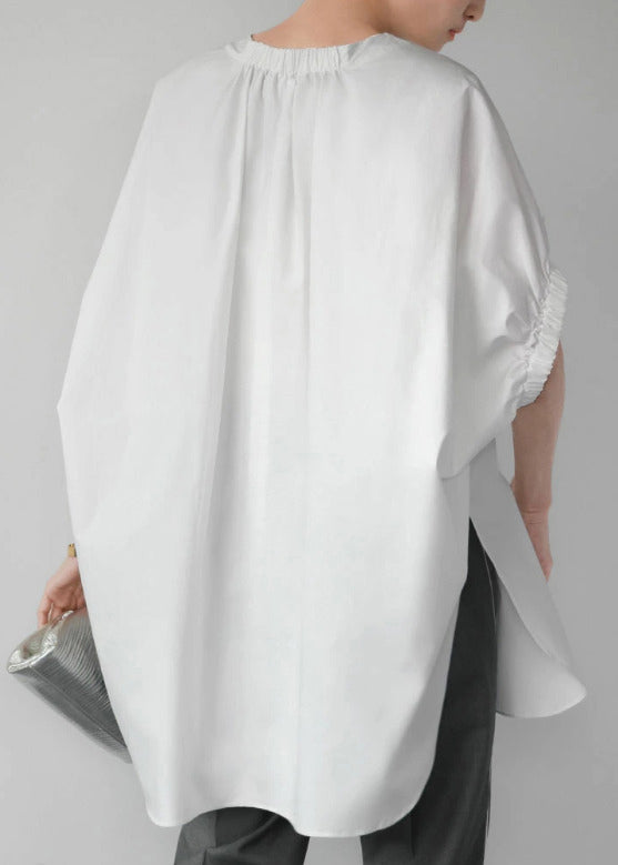 Casual White Oversized Cotton Tanks Cloak Sleeves