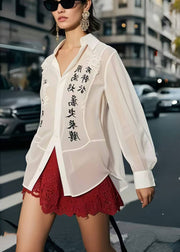 Casual White Patchwork Draping Chiffon Shirt Tops Spring