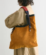 Casual Yellow Large Capacity Corduroy Shoulder Bag