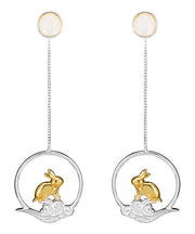 Casual Yellow Sterling Silver xiangyun Rabbit Drop Earrings