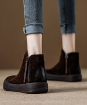 Casual Zippered Splicing Platform Boots Khaki Suede