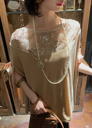Champagne Sequins Bow Patchwork Silk Velour Cloak Sleeves Blouses Fall