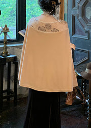 Champagne Sequins Bow Patchwork Silk Velour Cloak Sleeves Blouses Fall