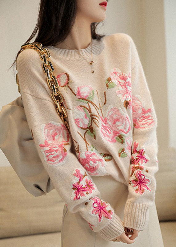Retro Apricot V Neck Embroidered Patchwork Tops Short Sleeve