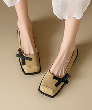 Chic Apricot Suede Flat Shoes Splicing Bow