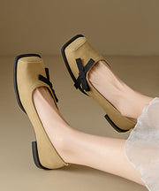 Chic Apricot Suede Flat Shoes Splicing Bow