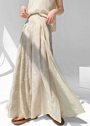 Chic Apricot Zippered Side Open Cotton Pants Skirt Summer