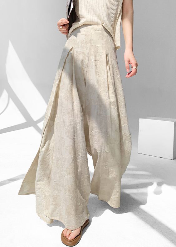 Chic Apricot Zippered Side Open Cotton Pants Skirt Summer