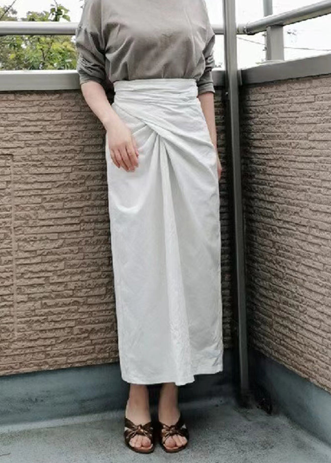 Chic Army Green Asymmetrical Linen Skirts Summer